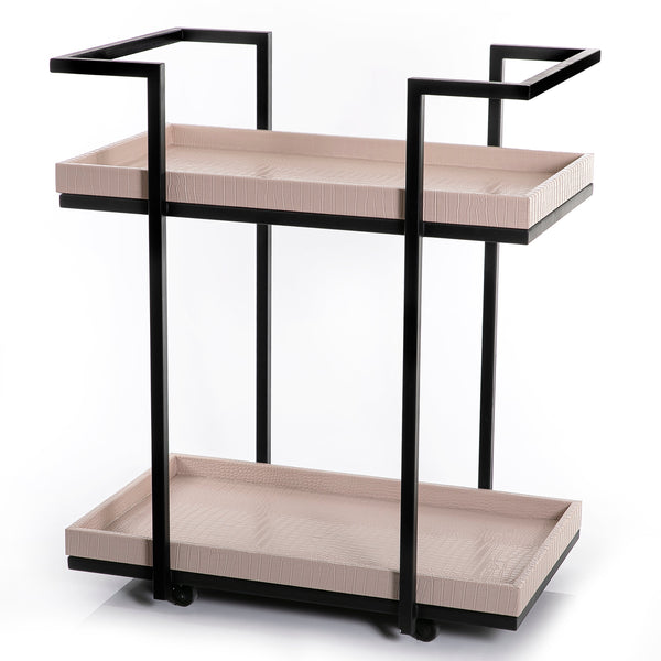 Metal trolly with leather trays (7517931733187)