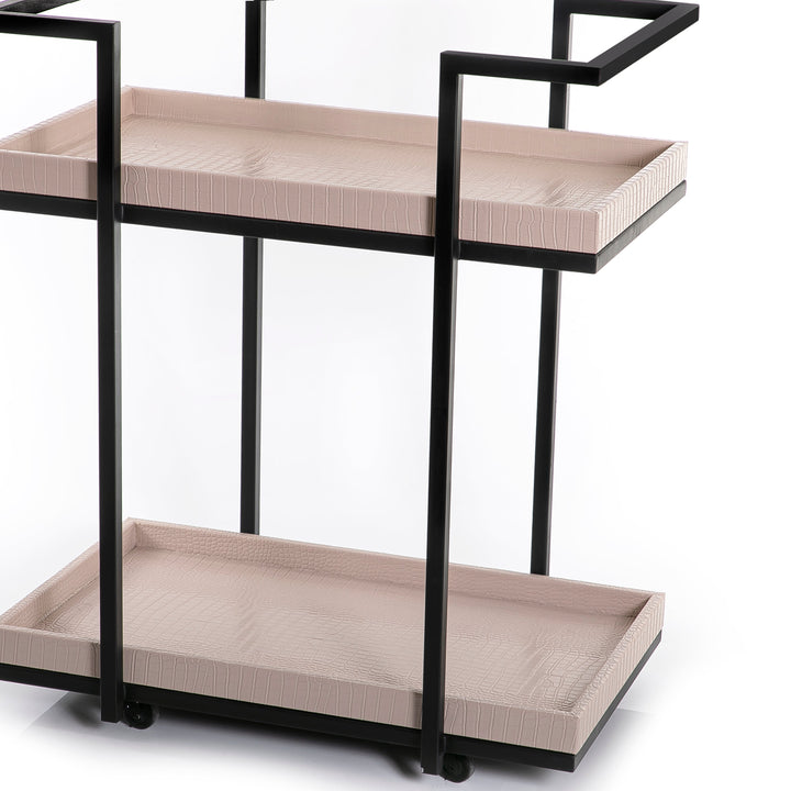 Metal trolly with leather trays (7517931733187)