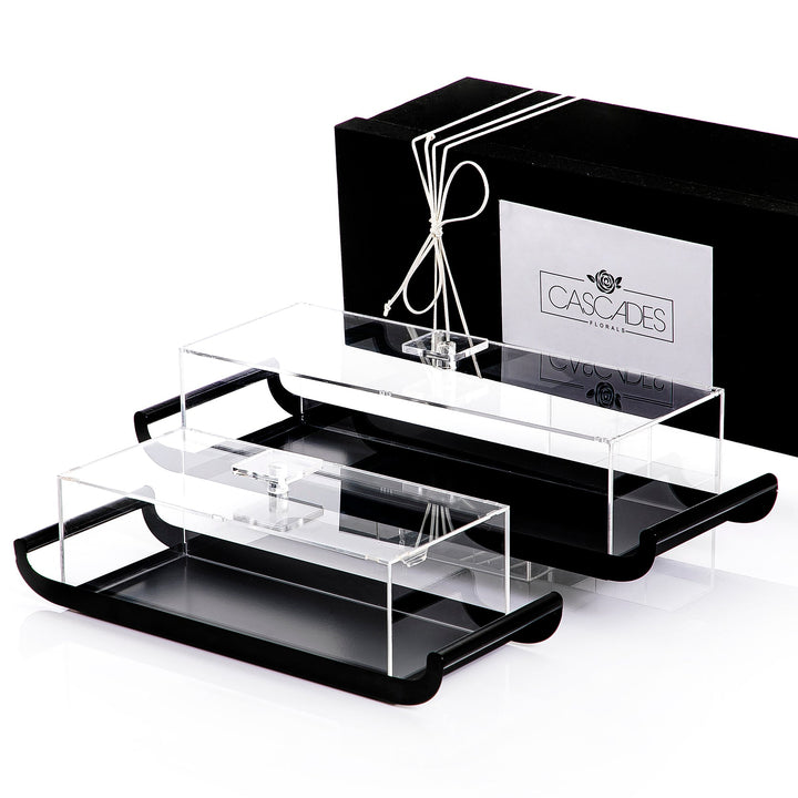 Set of 2 metal trays with acrylic covers and gift box (7517023011011)