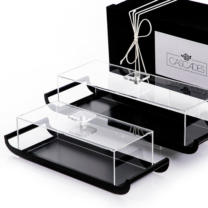 Set of 2 metal trays with acrylic covers and gift box (7517023011011)