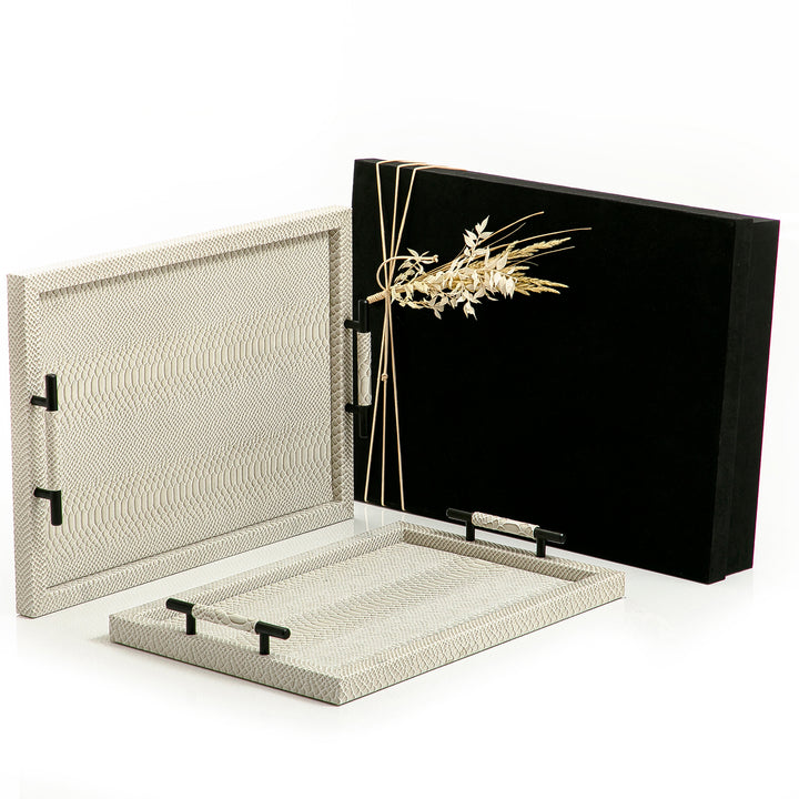 Set of 2 leather tray with gift box (7263071273155)