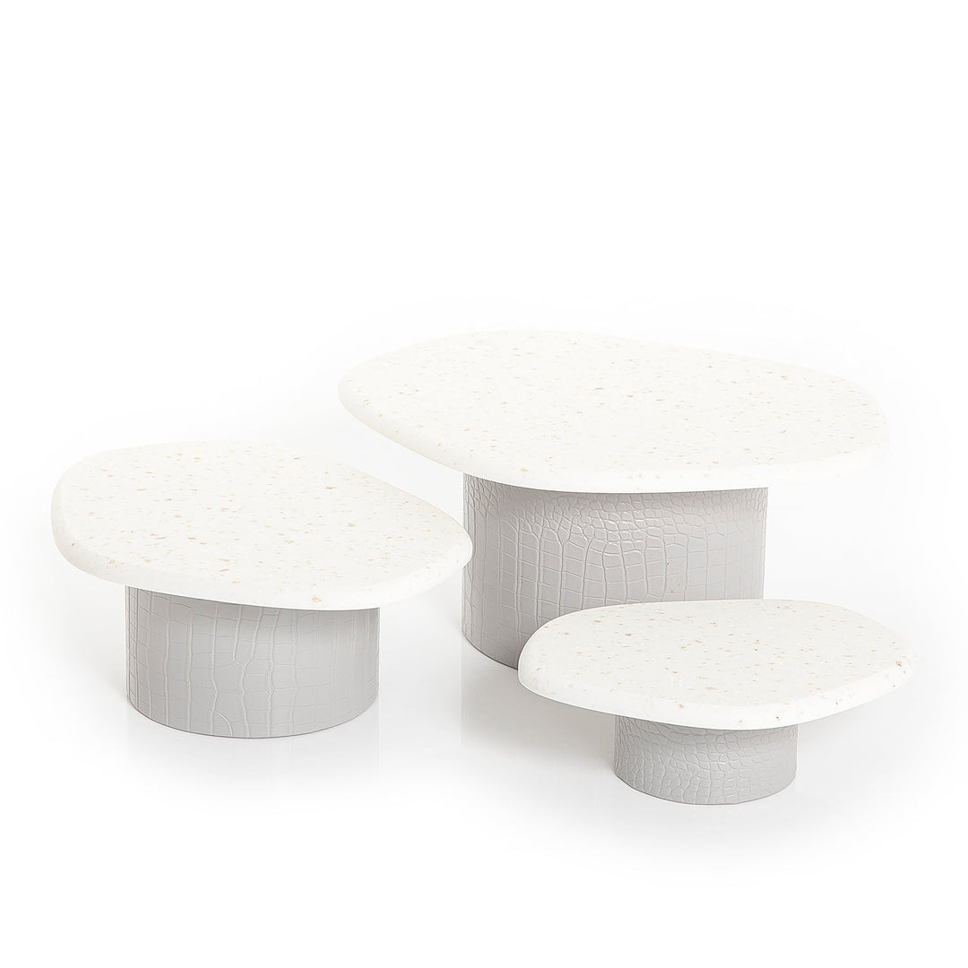 Set of 3 marble stand with leather (7232916979907)