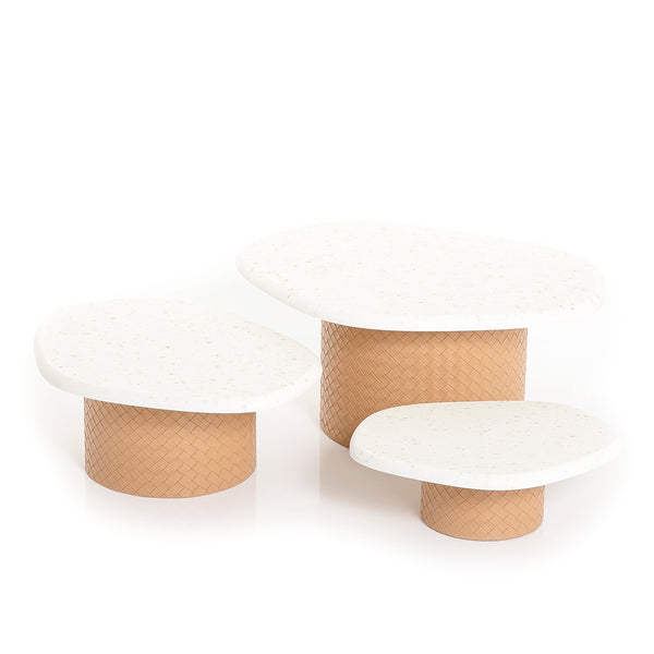 Set of 3 marble leather stands (7391699402947)