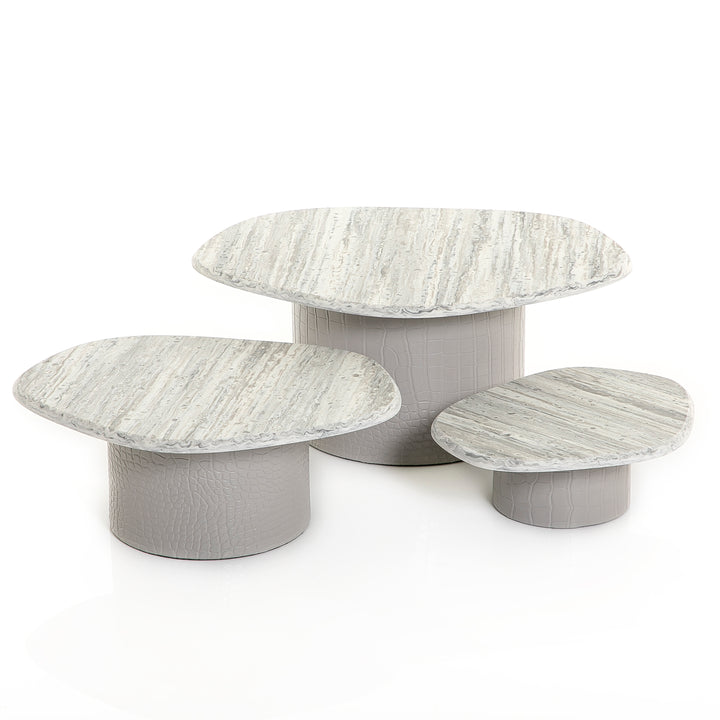 Set of 3 marble stand with leather (7232916979907)