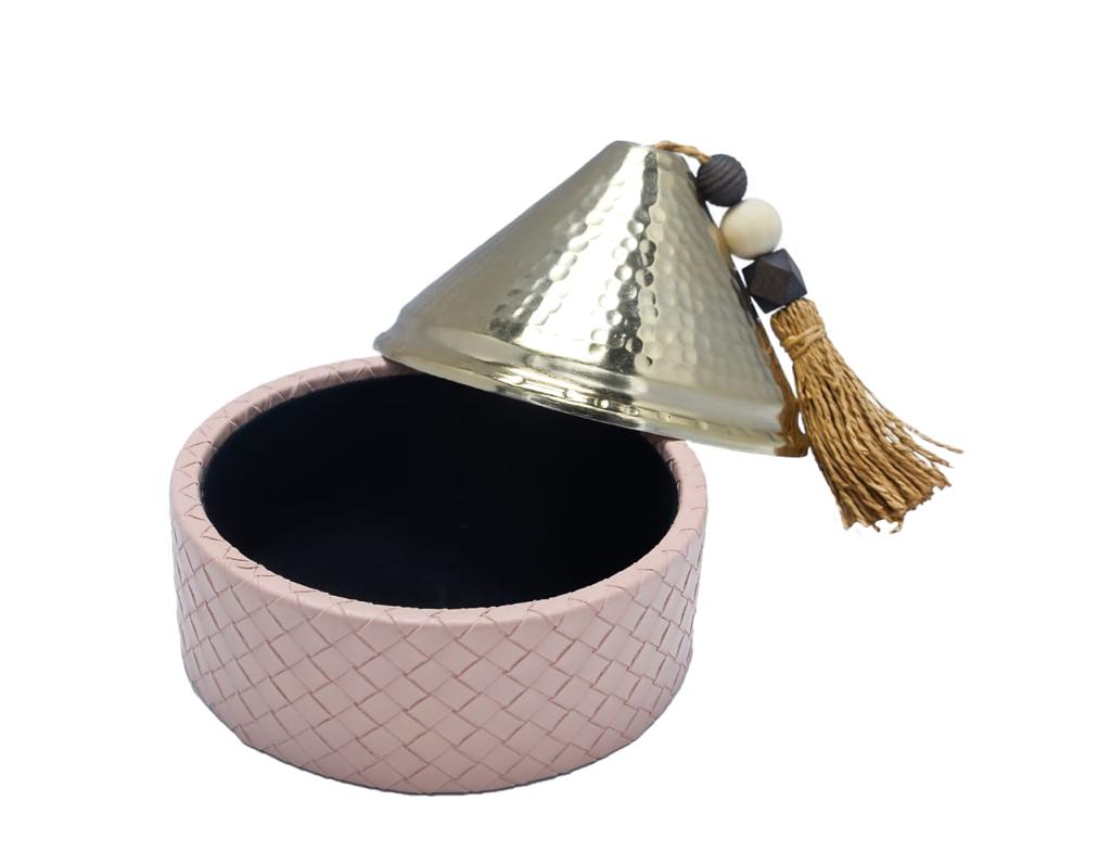 Leather plate with metal cover (7548925018307)